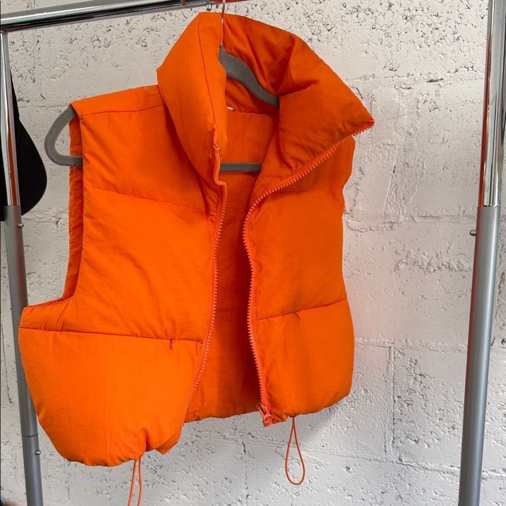 Bright Orange Puffer Vest - BRAND NEW - Size Small - Zip Up with Pockets